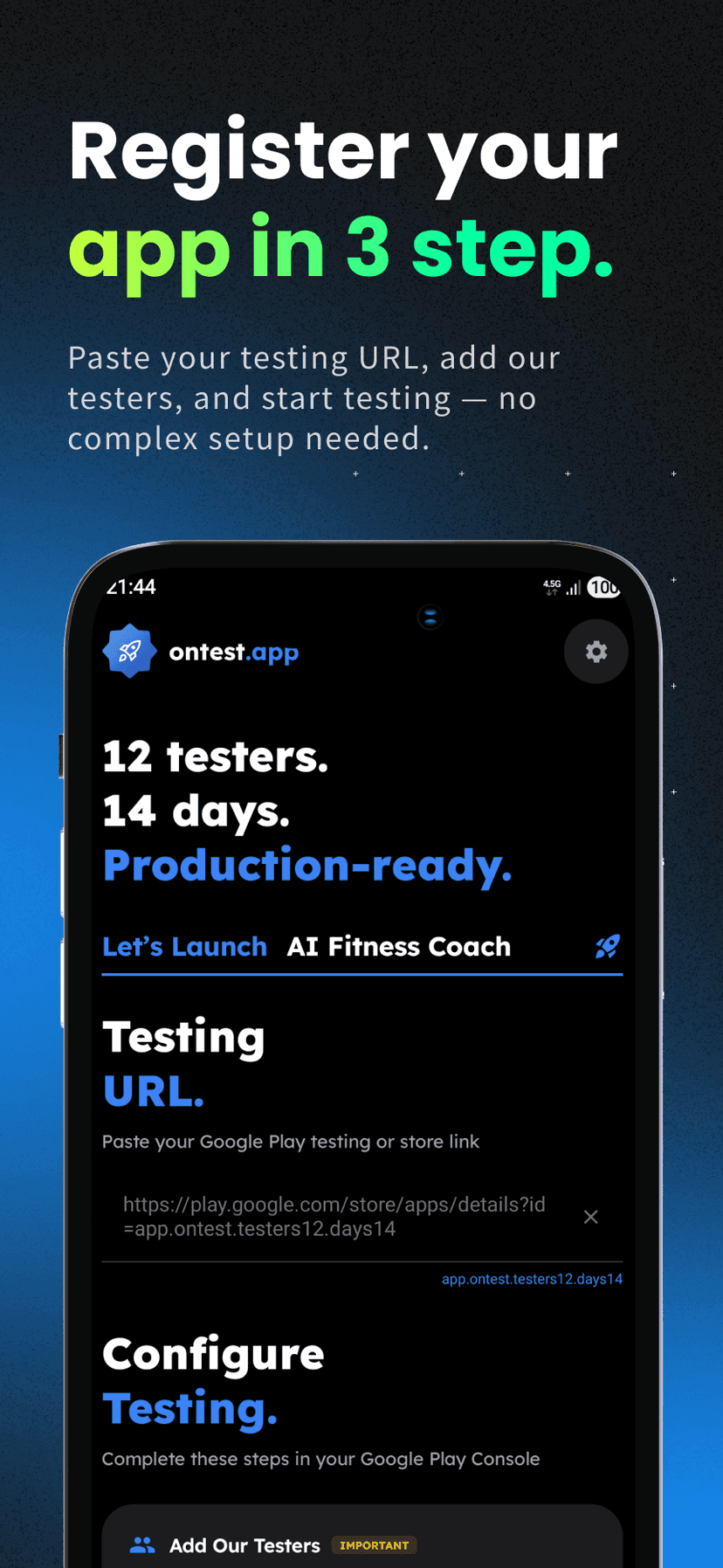 Register your app in 3 steps